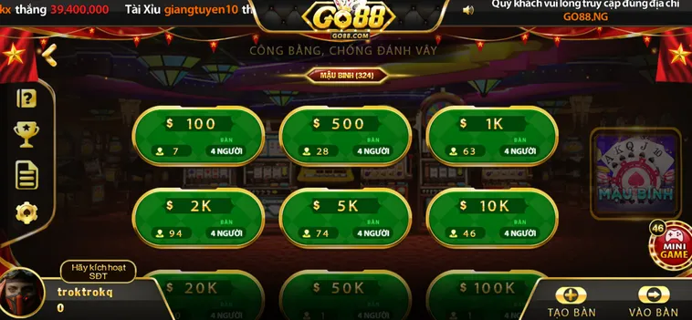Hướng Dẫn Chơi Mậu Binh Tại Go88 Nhận Ngay Tiền Thưởng Cực Lớn Mỗi Ngày