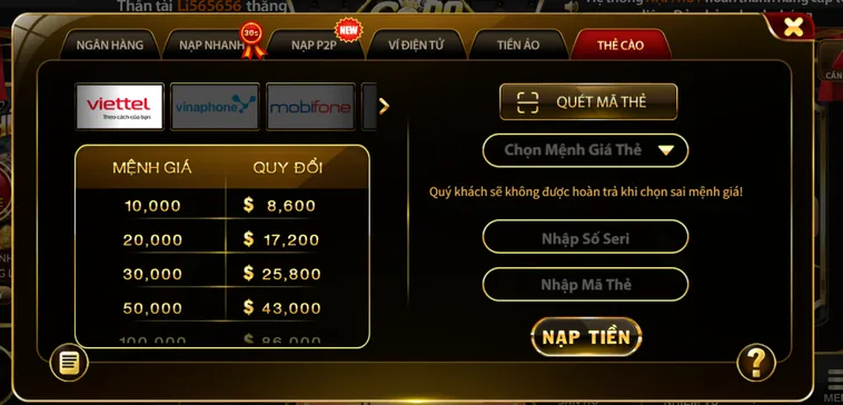 Nạp Tiền Go88 Đa Phương Thức Tiện Lợi Với Tốc Độ Xử Lý Siêu Tốc